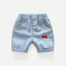 Shein Boys Car Embroidery Denim Shorts