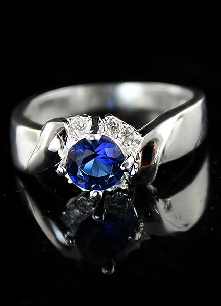 Shein Fashion Blue Diamond Silver Ring