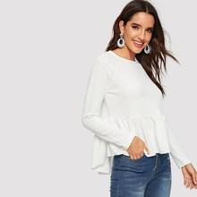 Shein Raglan Sleeve High Low Textured Sweatshirt