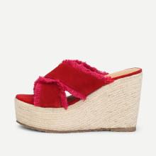 Shein Raw Trim Criss Cross Wedges