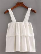 Shein Wide Strap Layered Top - White