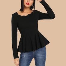 Shein Scallop Trim Peplum Top