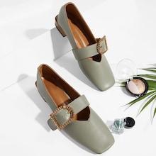 Shein Contrast Buckle Square Toe Flats