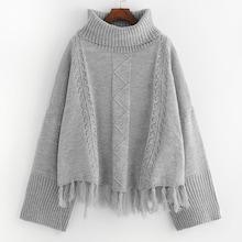 Shein Drop Shoulder Eyelet Tassel Hem Jumper
