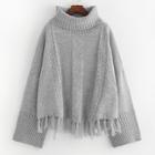 Shein Drop Shoulder Eyelet Tassel Hem Jumper