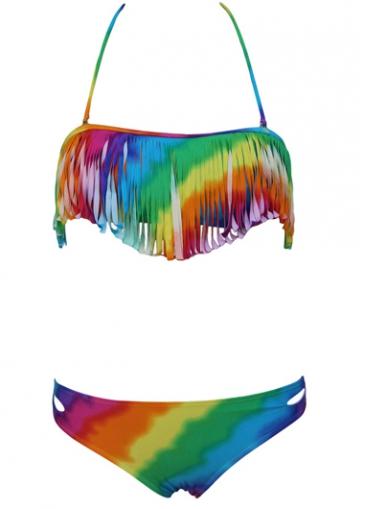 Rosewe Tassels Decorated Halter Design Colorful Bikini