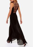 Rosewe Charming Black Cutout Pattern Round Neck Sleeveless Dress