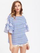 Shein Drop Shoulder Layered Fluted Sleeve Tee