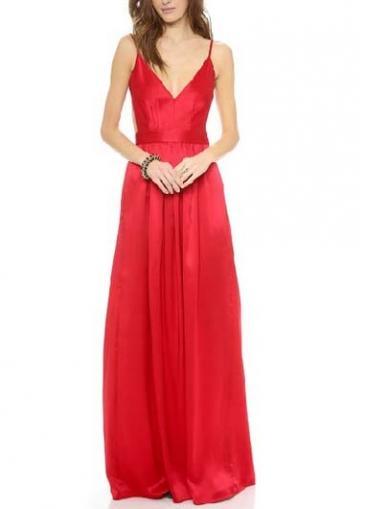 Rosewe Glorious Strap Design High Waist Maxi Dress Red