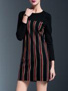 Shein Black Color Block Striped Sheath Dress