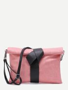 Shein Pink Linen Texture Pu Fold Over Shoulder Bag