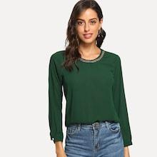 Shein Solid Ribbon Blouse