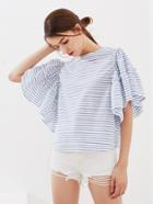 Shein Frill Trim Exaggerate Sleeve Top