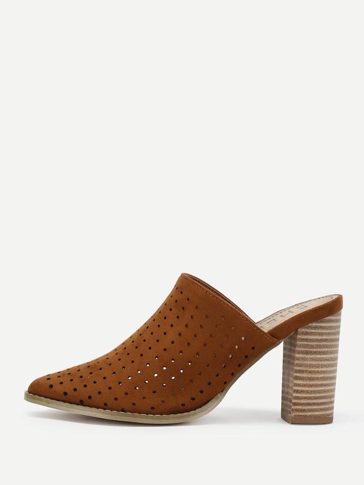 Shein Laser Cut Block Heeled Pumps