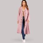 Shein Button Belted Shirt Coat