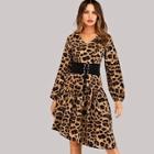 Shein Corset Waist Leopard Print Dress