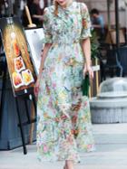Shein Multicolor Self-tie Ruffle Floral Maxi Dress