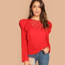 Shein Layered Ruffle Laser Cut Top