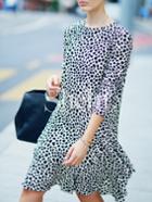 Shein White Crew Neck Print Dress