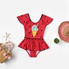 Shein Girls Ice Cream Patched Swimsuit