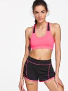 Shein Color Block Gym Bra With 2 In 1 Shorts