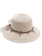 Shein Apricot Beaded Detail Straw Hat