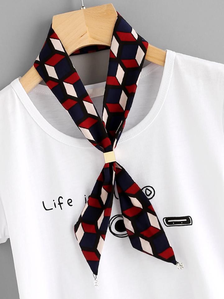 Shein Diamond Shaped Print Twilly Scarf