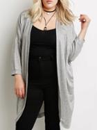 Shein Grey Long Sleeve Open Front Plus Top