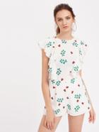 Shein Ladybug Print Flutter Sleeve Tailored Romper
