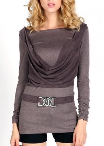 Rosewe Laconic Long Sleeve Round Neck Sheath Dress For Autumn