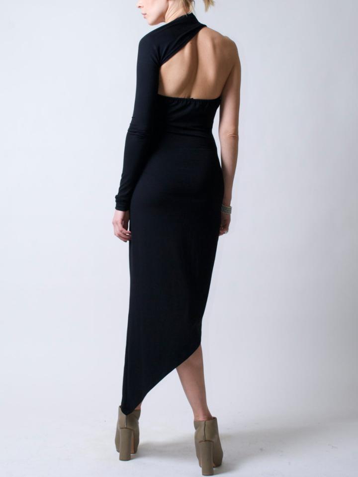Shein Black One Shoulder Backless Asymmetrical Dress