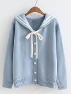 Shein Sailor Collar Varsity Sweater Coat