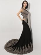 Shein Black Rhinestone Embellished Bridesmaid Dress With Fishtail