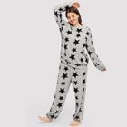 Shein Plus Allover Star Print Pullover And Pants Pj Set