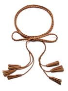 Shein Camel Multi Tassel Thin Braided Rope Belt
