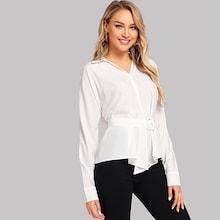 Shein V Neck Solid Blouse
