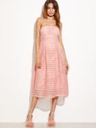 Shein Pink Hollow Out Flare Tube Dress