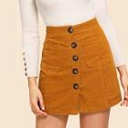 Shein Button Front Corduroy Skirt