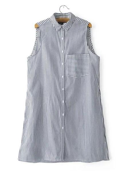 Shein Grey And White Striped Pocket Shirt Dress