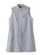 Shein Grey And White Striped Pocket Shirt Dress