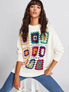 Shein Contrast Crochet Hollow Knit Sweater