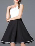 Shein White Black Color Block A-line Dress