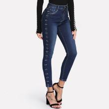 Shein Studded Sideseam Bleached Jeans