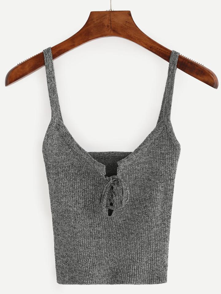 Shein Ribbed Lace Up Cami Top