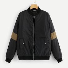 Shein Men Pocket & Zip Up Color Block Jacket