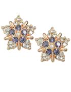 Shein Purple Rhinestone Flower Stud Earrings