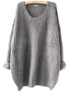 Shein Grey Drop Shoulder Textured Sweater