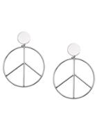 Shein Silver Plated Peace Sign Drop Earrings