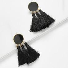 Shein Round Detail Tassel Drop Earrings