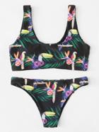 Shein Bird Print Bikini Set